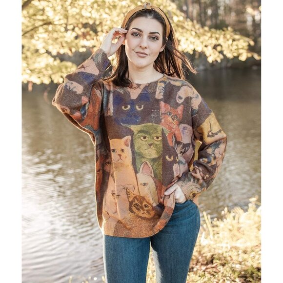 Women Christmas Sweater Graphic Print Oversized Pullover Picture 1 Loose Top - Picture 3 of 5